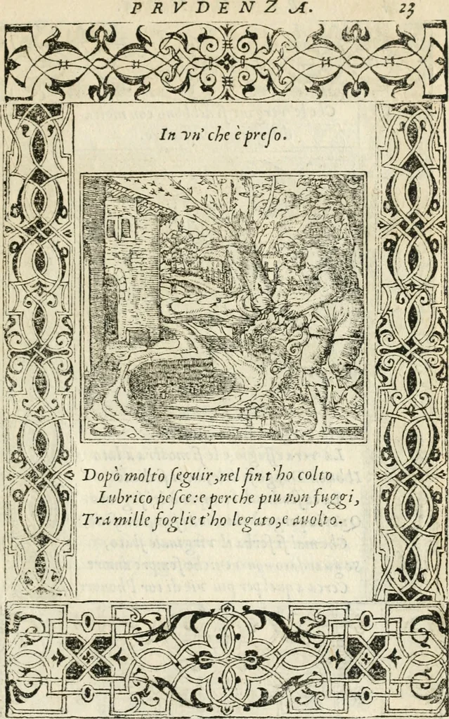 An illustration from Diverse imprese accommodate a diuerse moralità : con versi che i loro significati dichiarano insieme con molte altre nella lingua italiana non piu tradotte, 1551, leaf 28