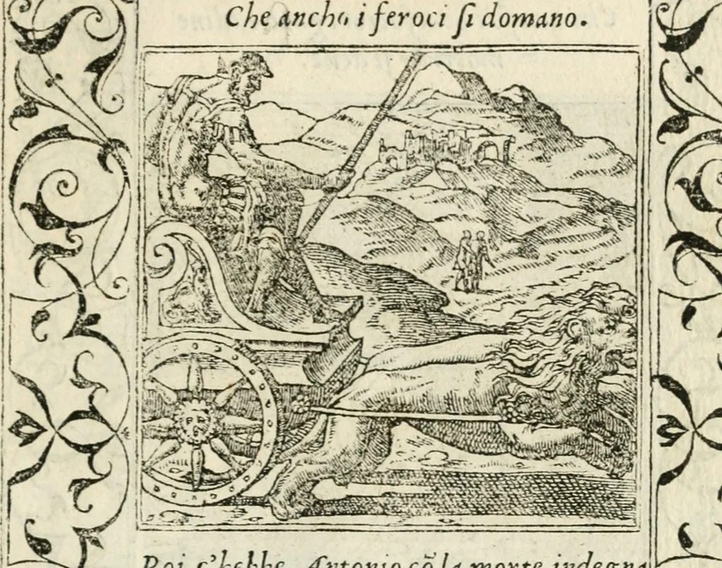 An illustration from Diverse imprese accommodate a diuerse moralità : con versi che i loro significati dichiarano insieme con molte altre nella lingua italiana non piu tradotte, 1551, leaf 36
