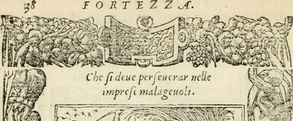 An illustration from Diverse imprese accommodate a diuerse moralità : con versi che i loro significati dichiarano insieme con molte altre nella lingua italiana non piu tradotte, 1551, leaf 43