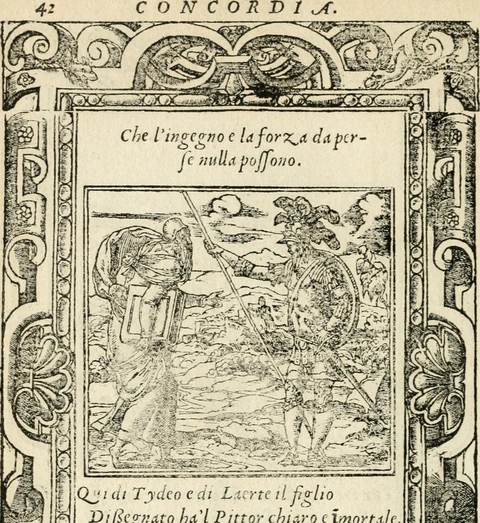 An illustration from Diverse imprese accommodate a diuerse moralità : con versi che i loro significati dichiarano insieme con molte altre nella lingua italiana non piu tradotte, 1551, leaf 47