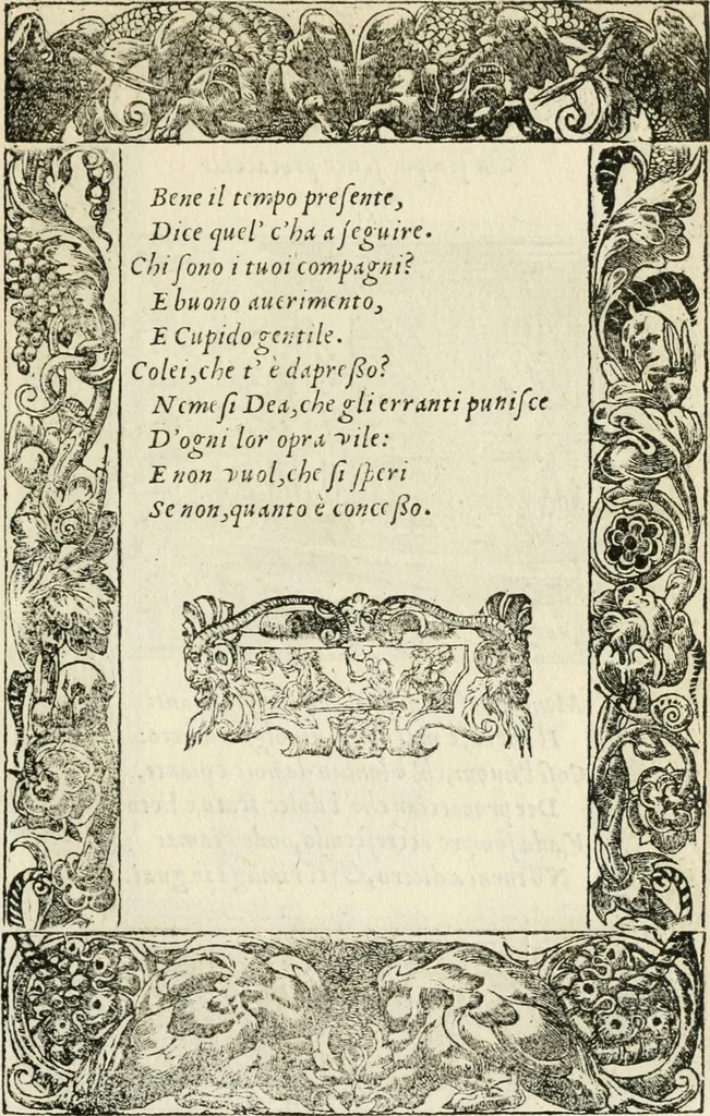 An illustration from Diverse imprese accommodate a diuerse moralità : con versi che i loro significati dichiarano insieme con molte altre nella lingua italiana non piu tradotte, 1551, leaf 52
