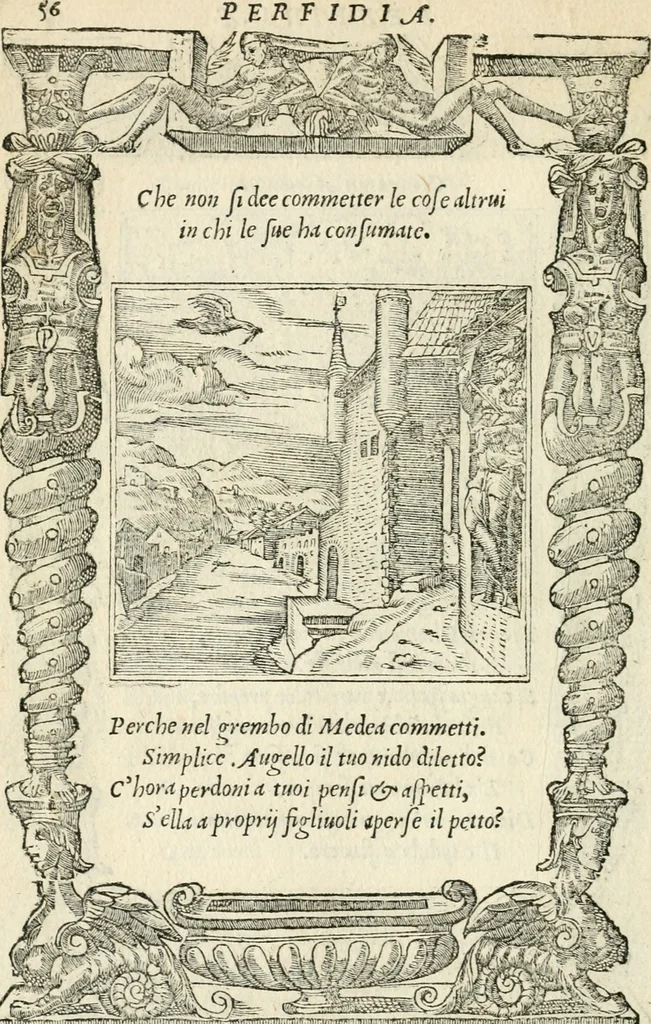 An illustration from Diverse imprese accommodate a diuerse moralità : con versi che i loro significati dichiarano insieme con molte altre nella lingua italiana non piu tradotte, 1551, leaf 61