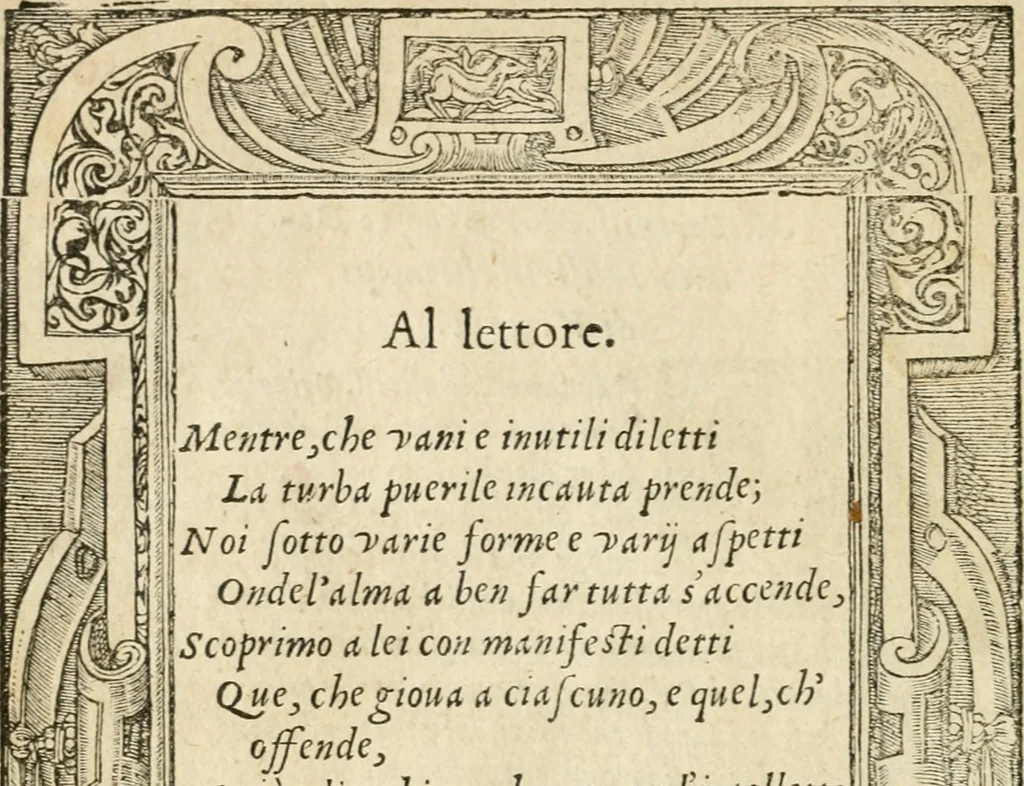 An illustration from Diverse imprese accommodate a diuerse moralità : con versi che i loro significati dichiarano insieme con molte altre nella lingua italiana non piu tradotte, 1551, leaf 9