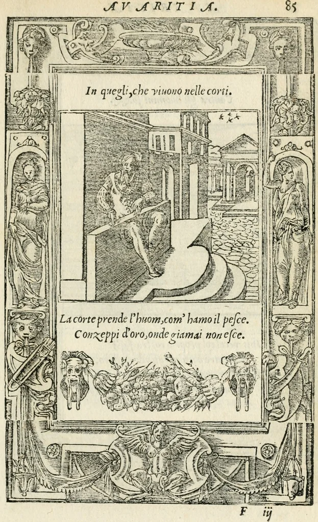 An illustration from Diverse imprese accommodate a diuerse moralità : con versi che i loro significati dichiarano insieme con molte altre nella lingua italiana non piu tradotte, 1551, leaf 90