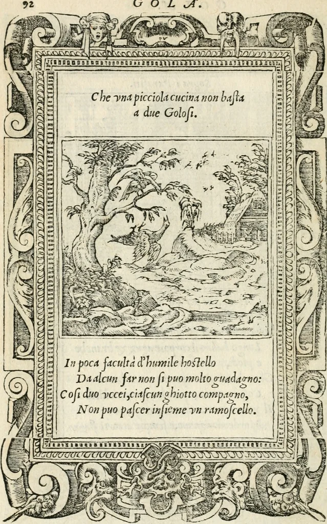 An illustration from Diverse imprese accommodate a diuerse moralità : con versi che i loro significati dichiarano insieme con molte altre nella lingua italiana non piu tradotte, 1551, leaf 97
