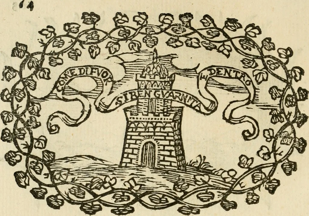 An illustration from Imprese dell' Offitioso, accademico intronato, 1628, leaf 115