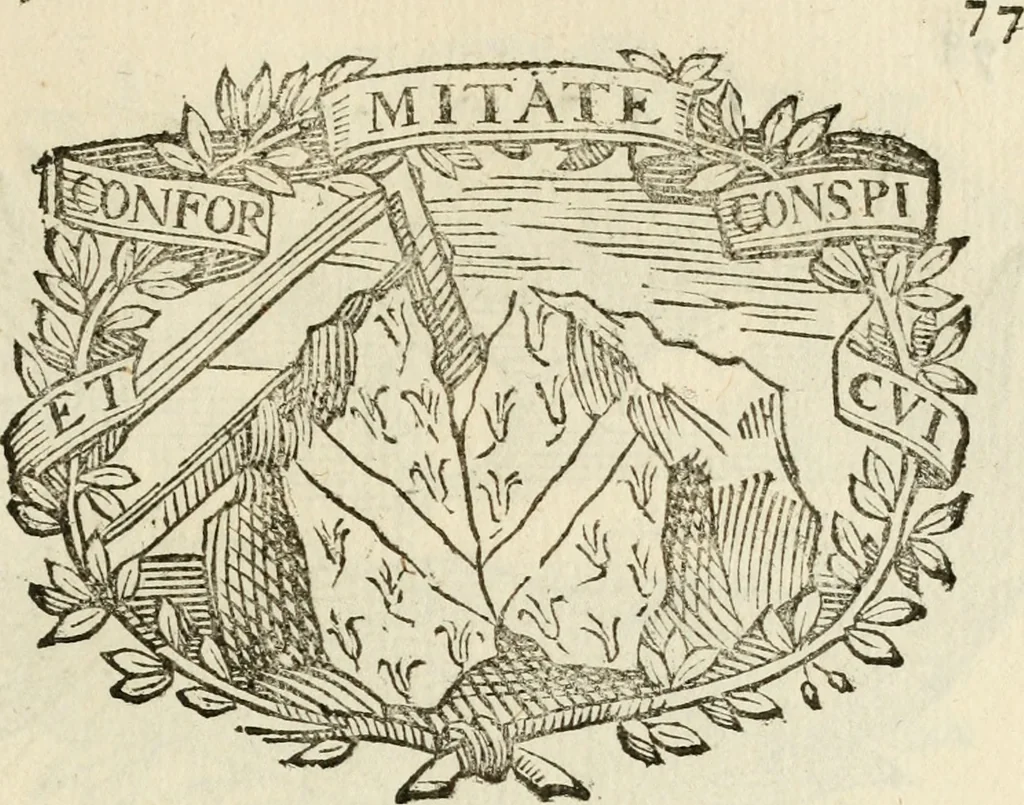 An illustration from Imprese dell' Offitioso, accademico intronato, 1628, leaf 128