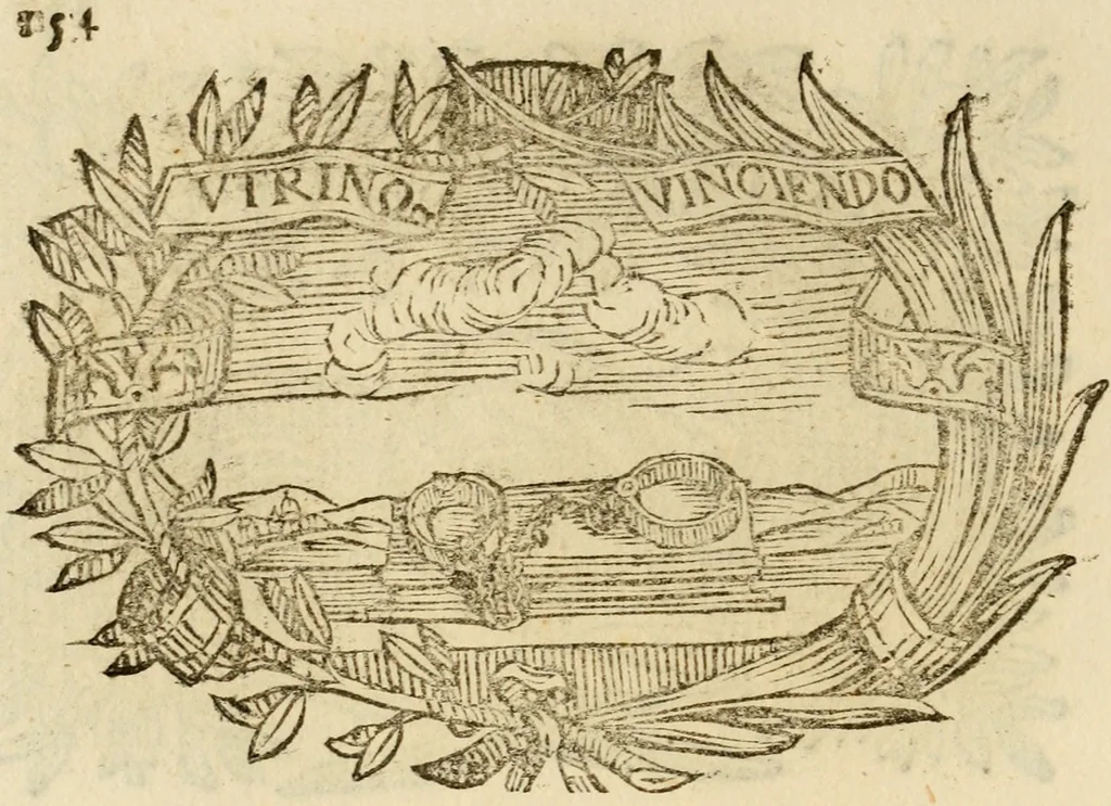An illustration from Imprese dell' Offitioso, accademico intronato, 1628, leaf 205