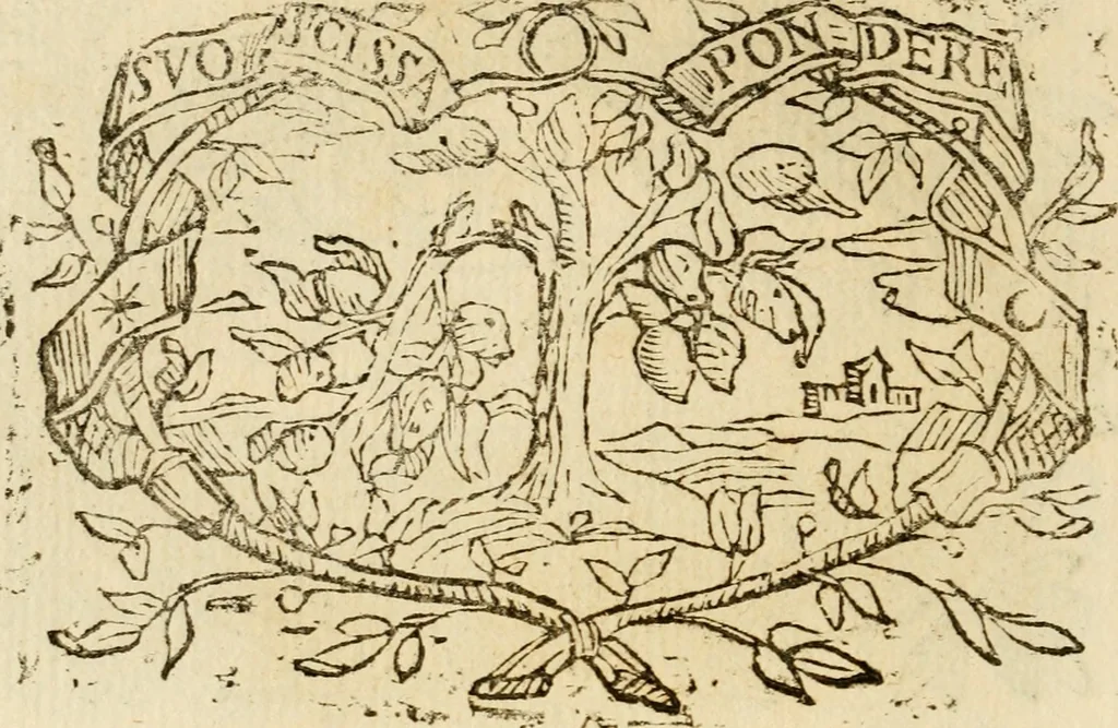 An illustration from Imprese dell' Offitioso, accademico intronato, 1628, leaf 225