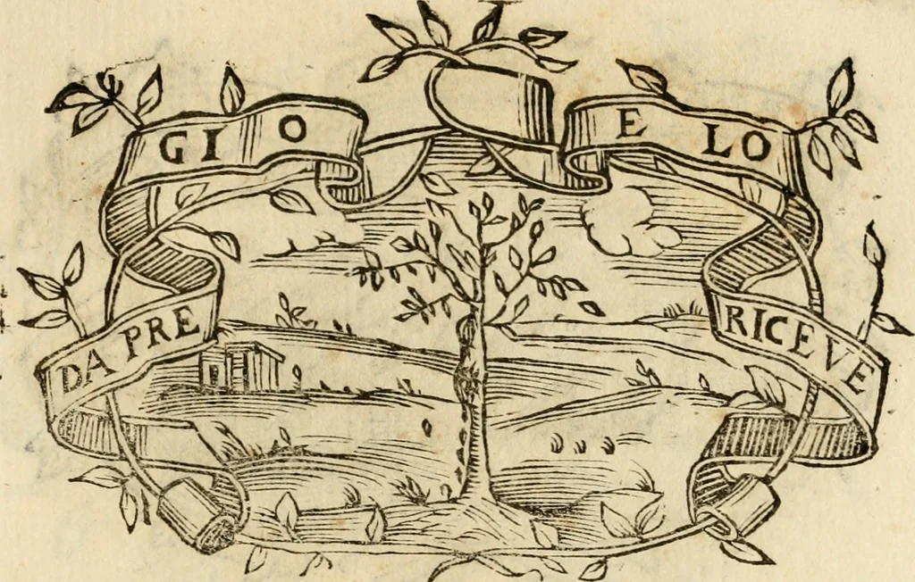 An illustration from Imprese dell' Offitioso, accademico intronato, 1628, leaf 242
