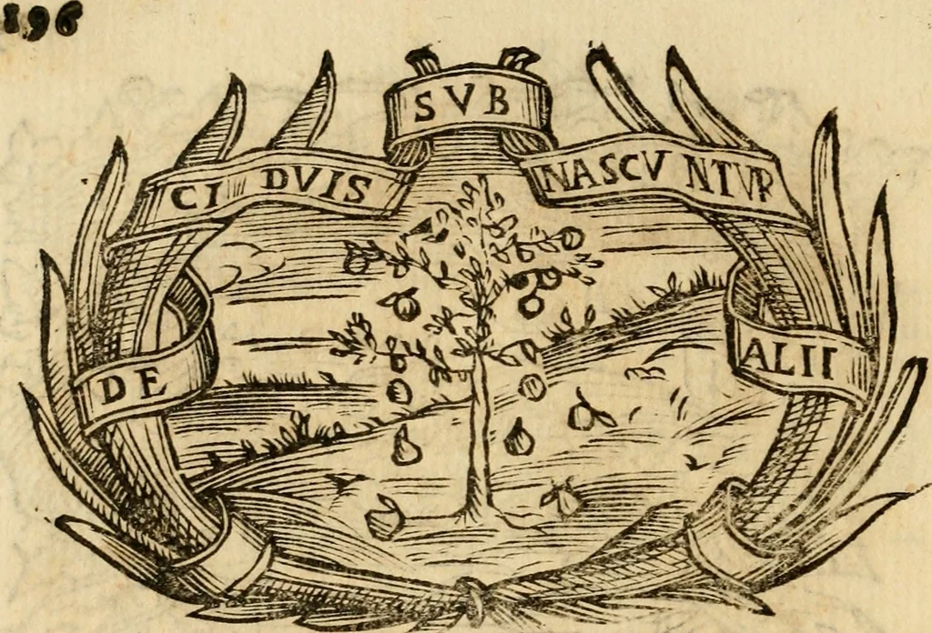 An illustration from Imprese dell' Offitioso, accademico intronato, 1628, leaf 247