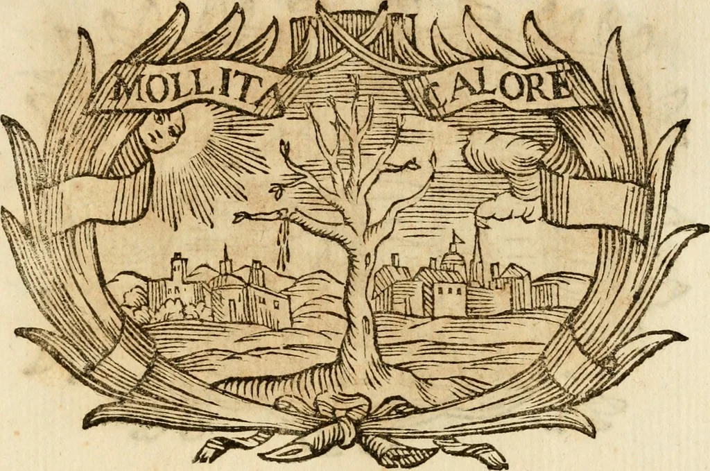 An illustration from Imprese dell' Offitioso, accademico intronato, 1628, leaf 402