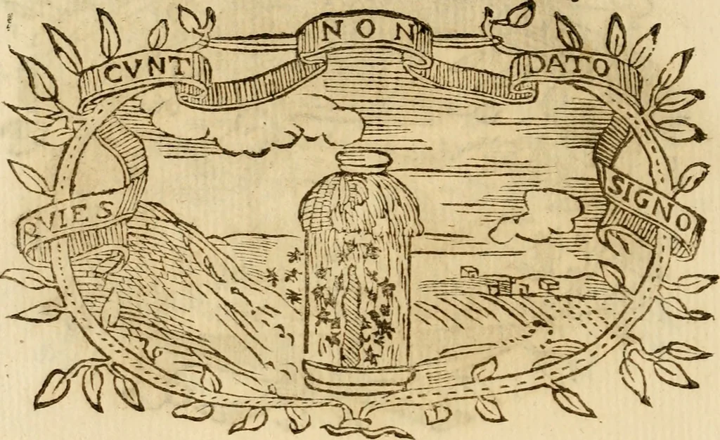 An illustration from Imprese dell' Offitioso, accademico intronato, 1628, leaf 423