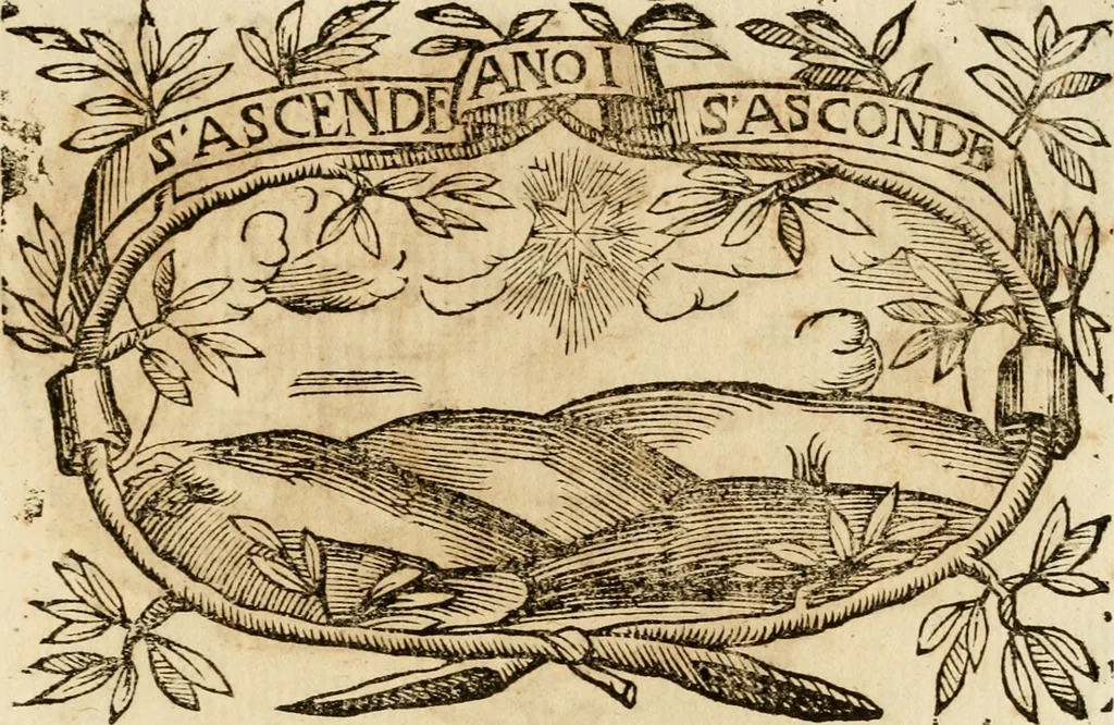 An illustration from Imprese dell' Offitioso, accademico intronato, 1628, leaf 442