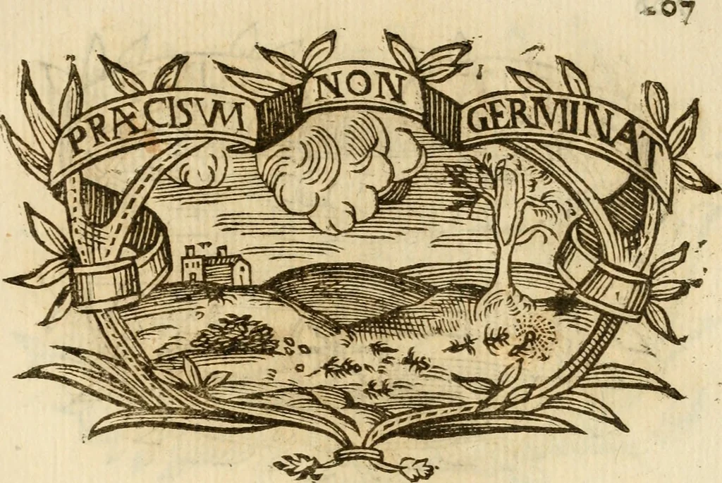 An illustration from Imprese dell' Offitioso, accademico intronato, 1628, leaf 482