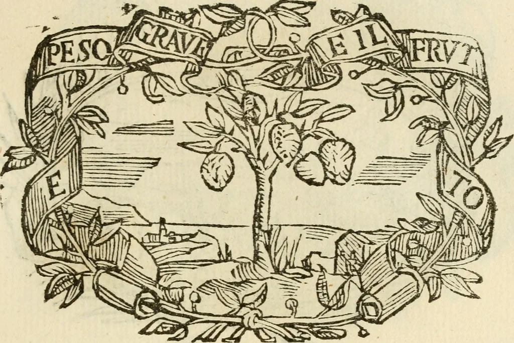 An illustration from Imprese dell' Offitioso, accademico intronato, 1628, leaf 90