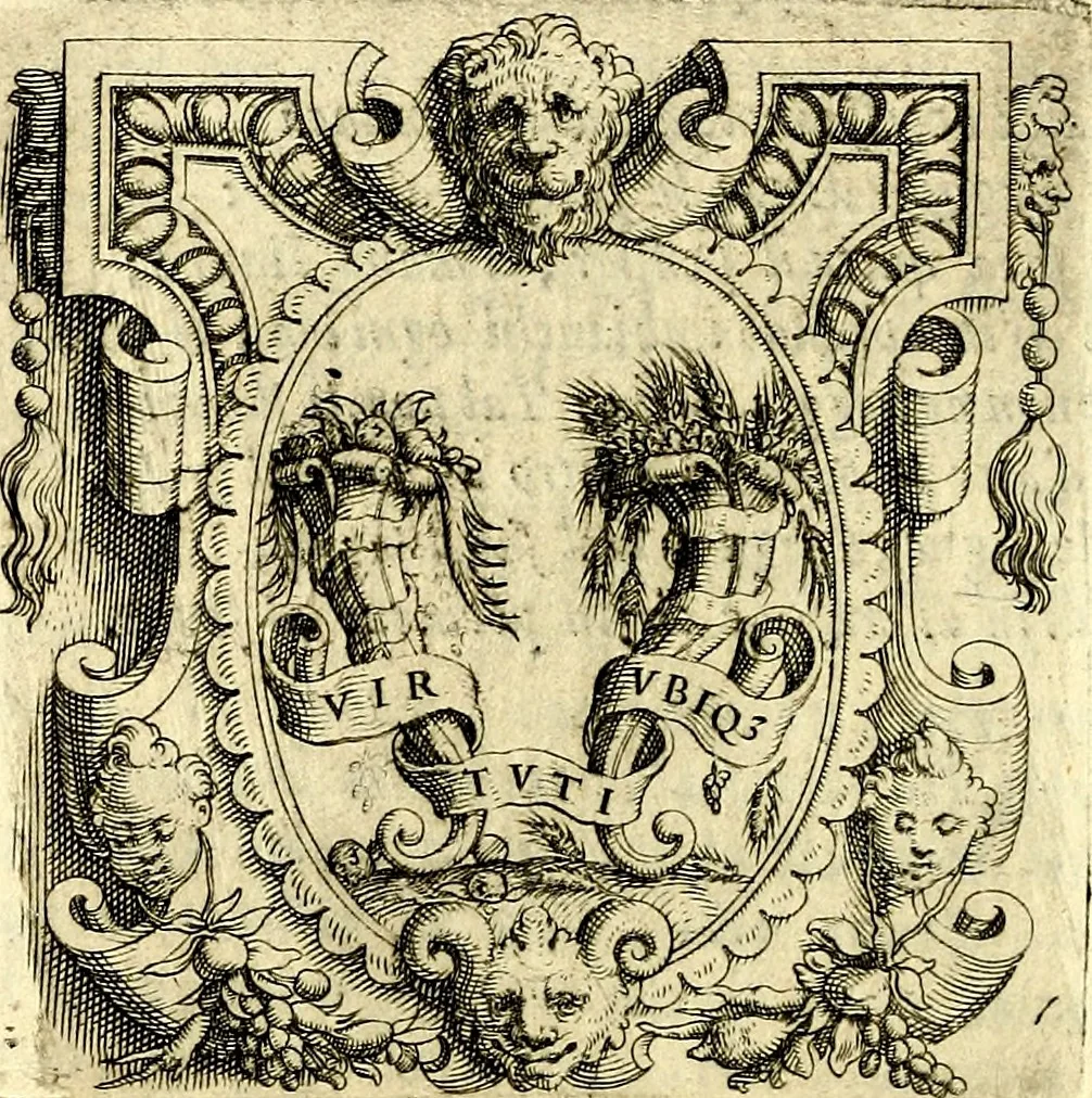 An illustration from Imprese illustri di diuersi, coi discorsi di Camillo Camilli, et con le figure intagliate in rame di Girolamo Porro Padouano .., 1586, leaf 107