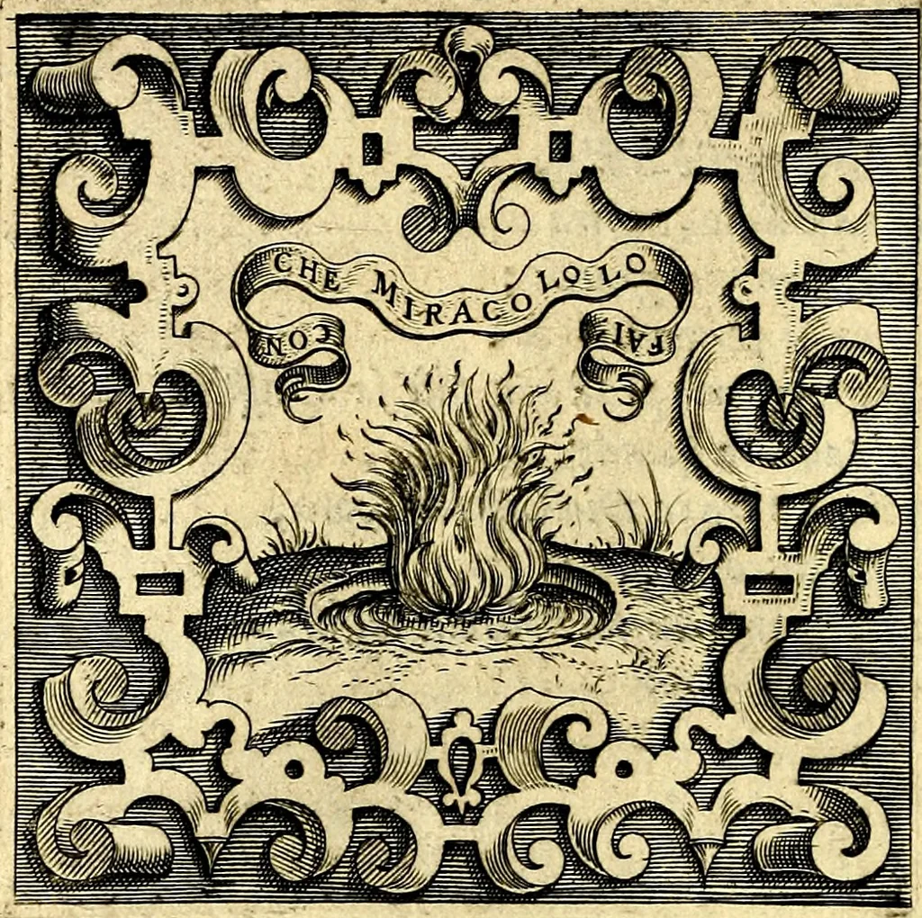 An illustration from Imprese illustri di diuersi, coi discorsi di Camillo Camilli, et con le figure intagliate in rame di Girolamo Porro Padouano .., 1586, leaf 119