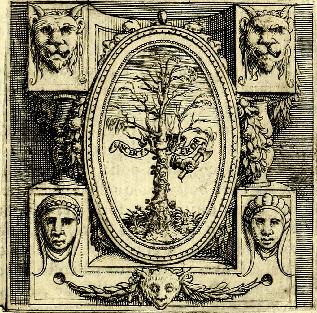 An illustration from Imprese illustri di diuersi, coi discorsi di Camillo Camilli, et con le figure intagliate in rame di Girolamo Porro Padouano .., 1586, leaf 122