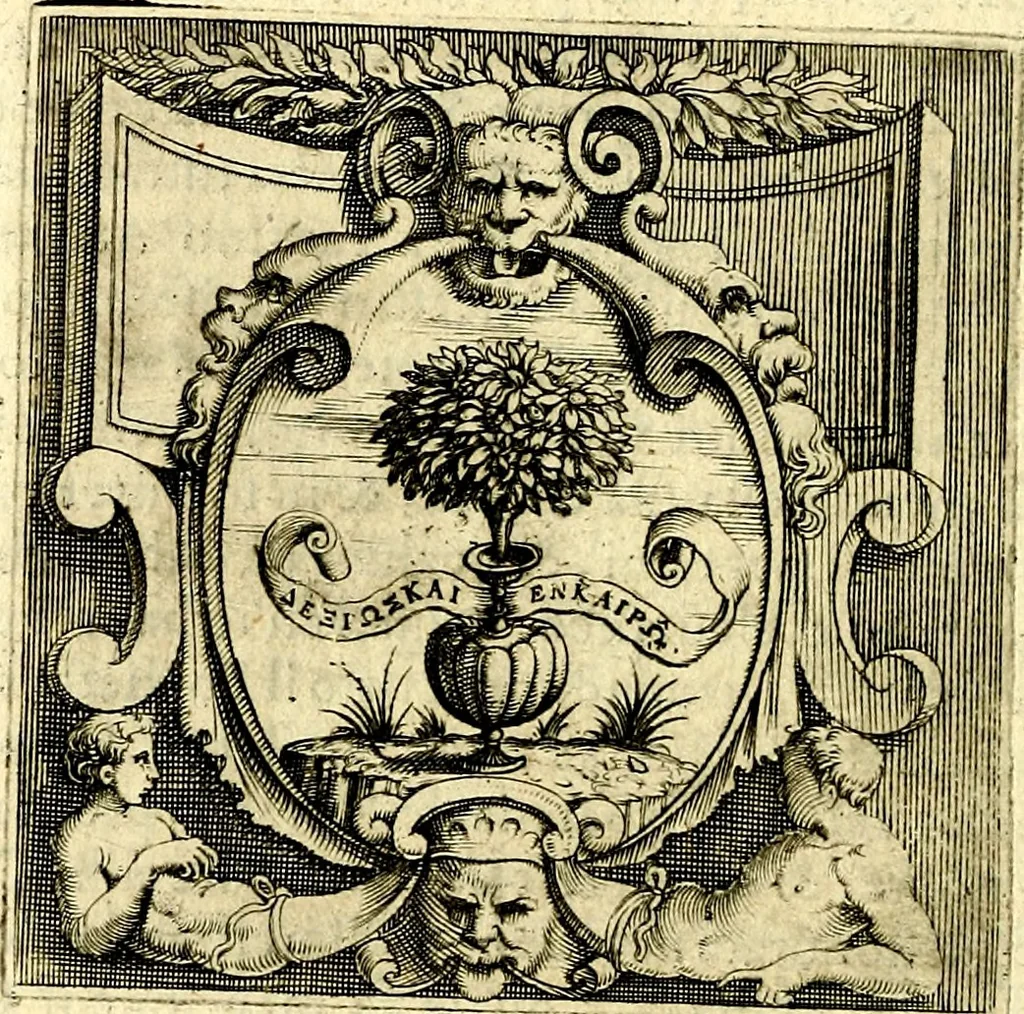 An illustration from Imprese illustri di diuersi, coi discorsi di Camillo Camilli, et con le figure intagliate in rame di Girolamo Porro Padouano .., 1586, leaf 163