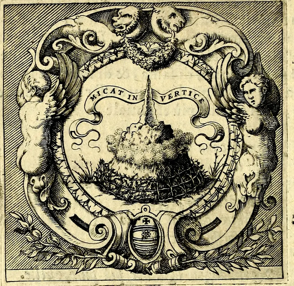 An illustration from Imprese illustri di diuersi, coi discorsi di Camillo Camilli, et con le figure intagliate in rame di Girolamo Porro Padouano .., 1586, leaf 169