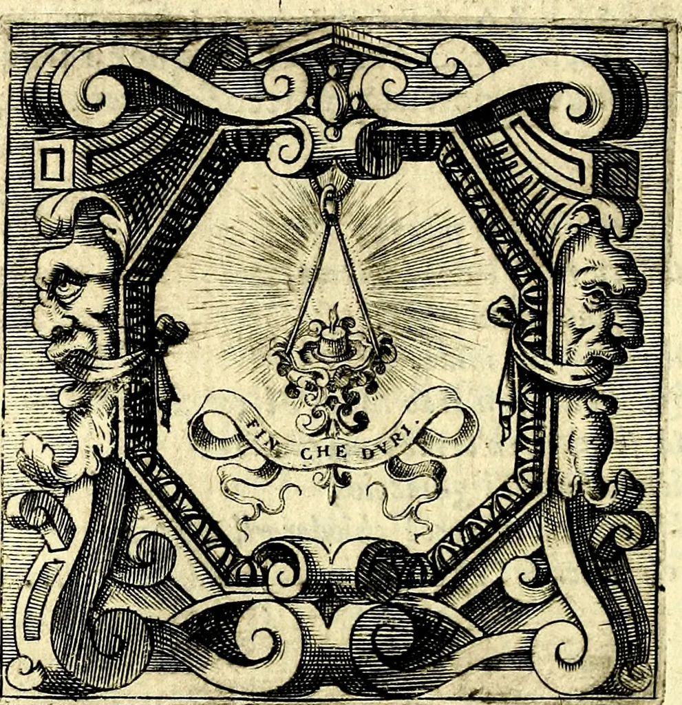 An illustration from Imprese illustri di diuersi, coi discorsi di Camillo Camilli, et con le figure intagliate in rame di Girolamo Porro Padouano .., 1586, leaf 187