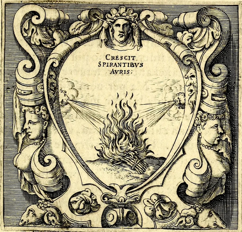 An illustration from Imprese illustri di diuersi, coi discorsi di Camillo Camilli, et con le figure intagliate in rame di Girolamo Porro Padouano .., 1586, leaf 20