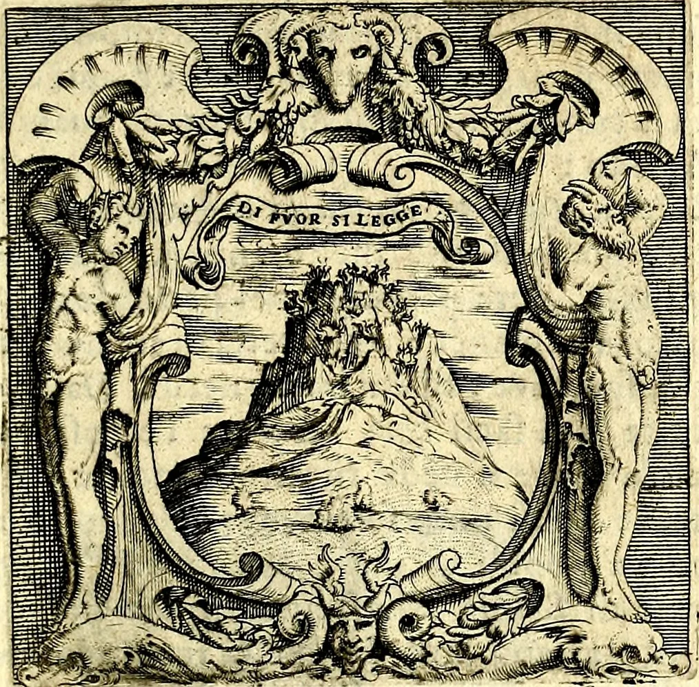 An illustration from Imprese illustri di diuersi, coi discorsi di Camillo Camilli, et con le figure intagliate in rame di Girolamo Porro Padouano .., 1586, leaf 206