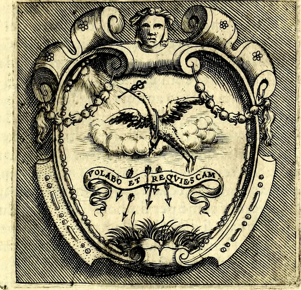 An illustration from Imprese illustri di diuersi, coi discorsi di Camillo Camilli, et con le figure intagliate in rame di Girolamo Porro Padouano .., 1586, leaf 218