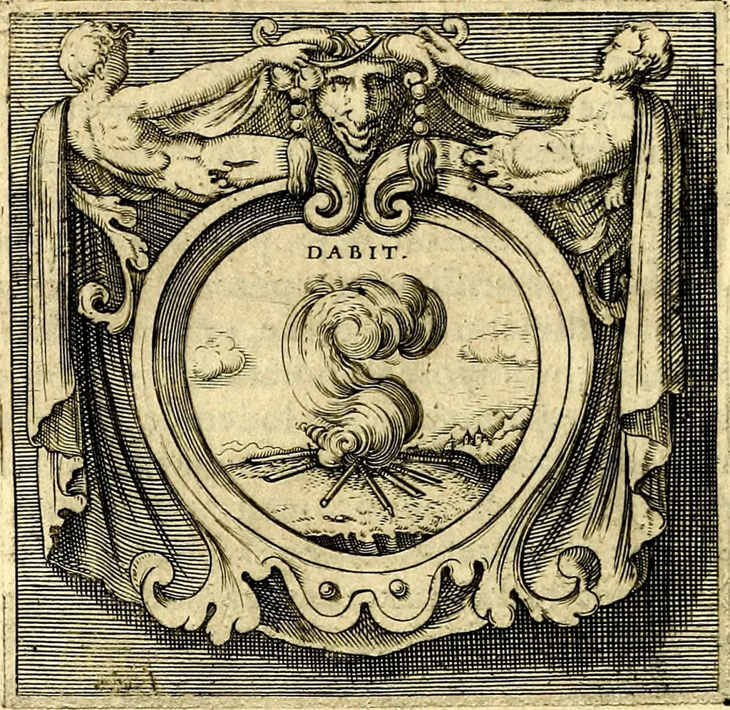An illustration from Imprese illustri di diuersi, coi discorsi di Camillo Camilli, et con le figure intagliate in rame di Girolamo Porro Padouano .., 1586, leaf 239