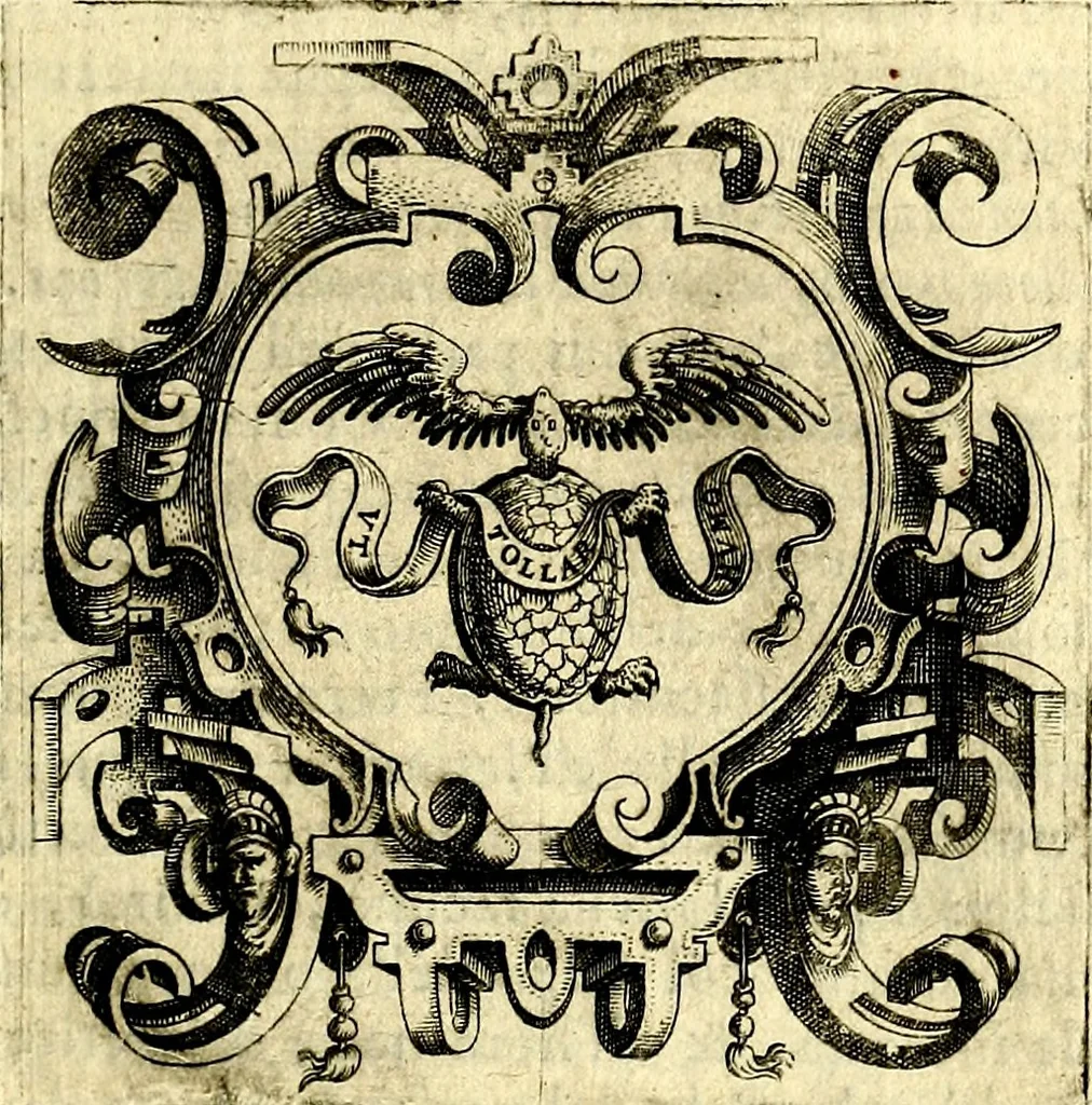 An illustration from Imprese illustri di diuersi, coi discorsi di Camillo Camilli, et con le figure intagliate in rame di Girolamo Porro Padouano .., 1586, leaf 26