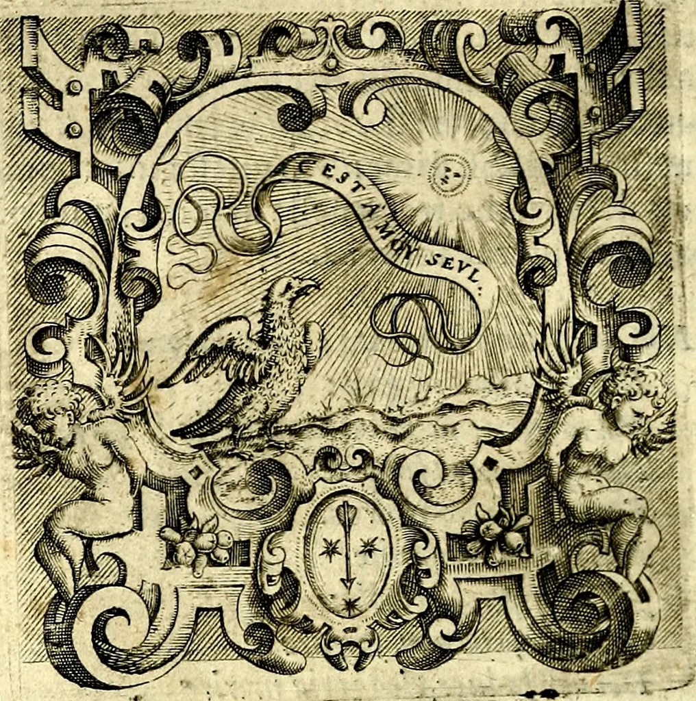 An illustration from Imprese illustri di diuersi, coi discorsi di Camillo Camilli, et con le figure intagliate in rame di Girolamo Porro Padouano .., 1586, leaf 323