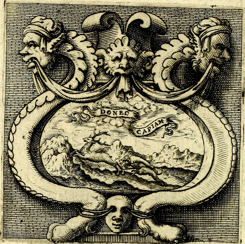 An illustration from Imprese illustri di diuersi, coi discorsi di Camillo Camilli, et con le figure intagliate in rame di Girolamo Porro Padouano .., 1586, leaf 41
