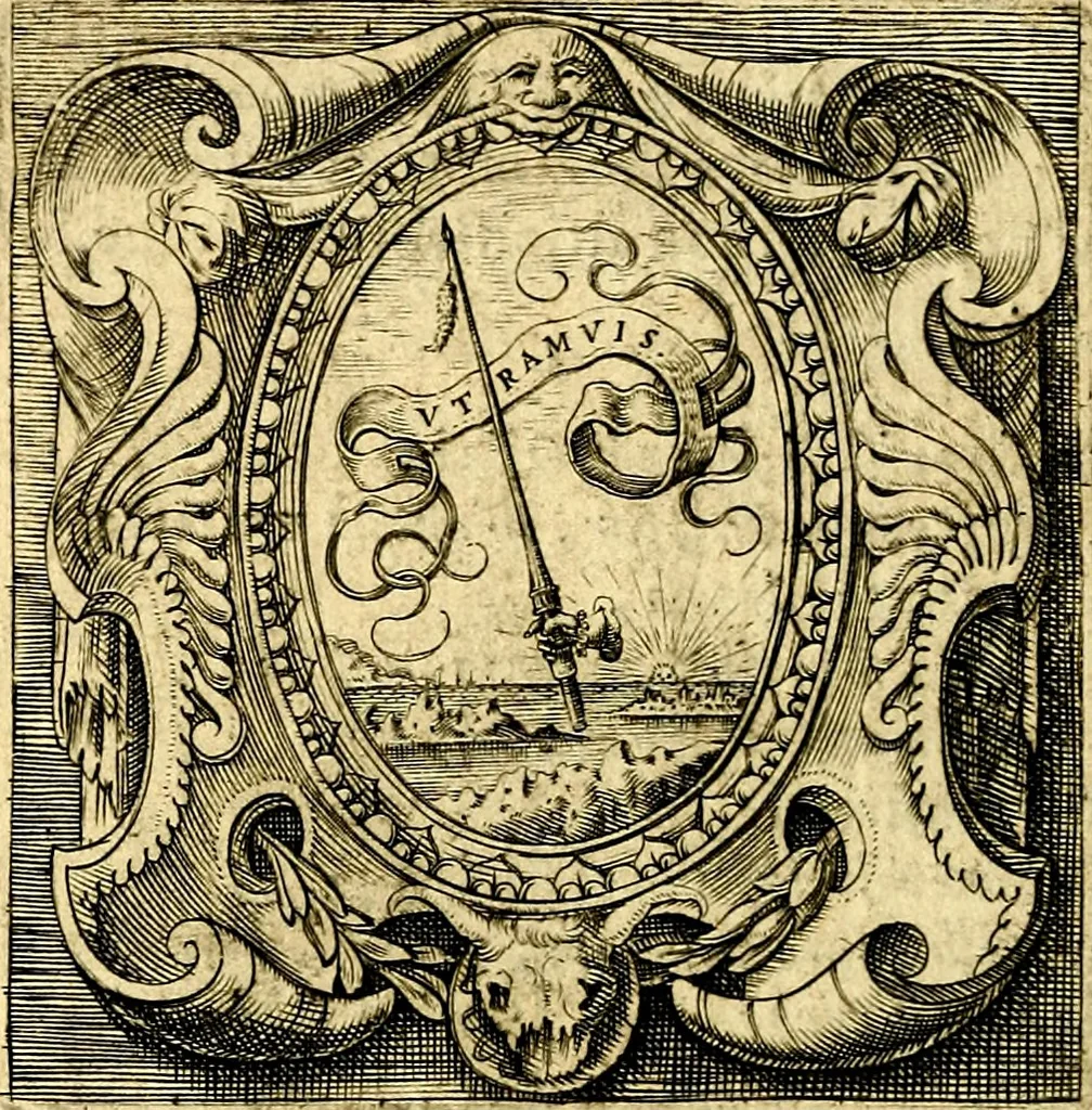 An illustration from Imprese illustri di diuersi, coi discorsi di Camillo Camilli, et con le figure intagliate in rame di Girolamo Porro Padouano .., 1586, leaf 47