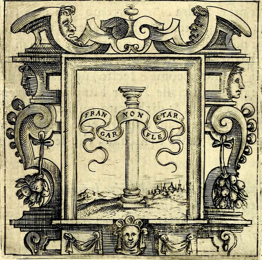 An illustration from Imprese illustri di diuersi, coi discorsi di Camillo Camilli, et con le figure intagliate in rame di Girolamo Porro Padouano .., 1586, leaf 83