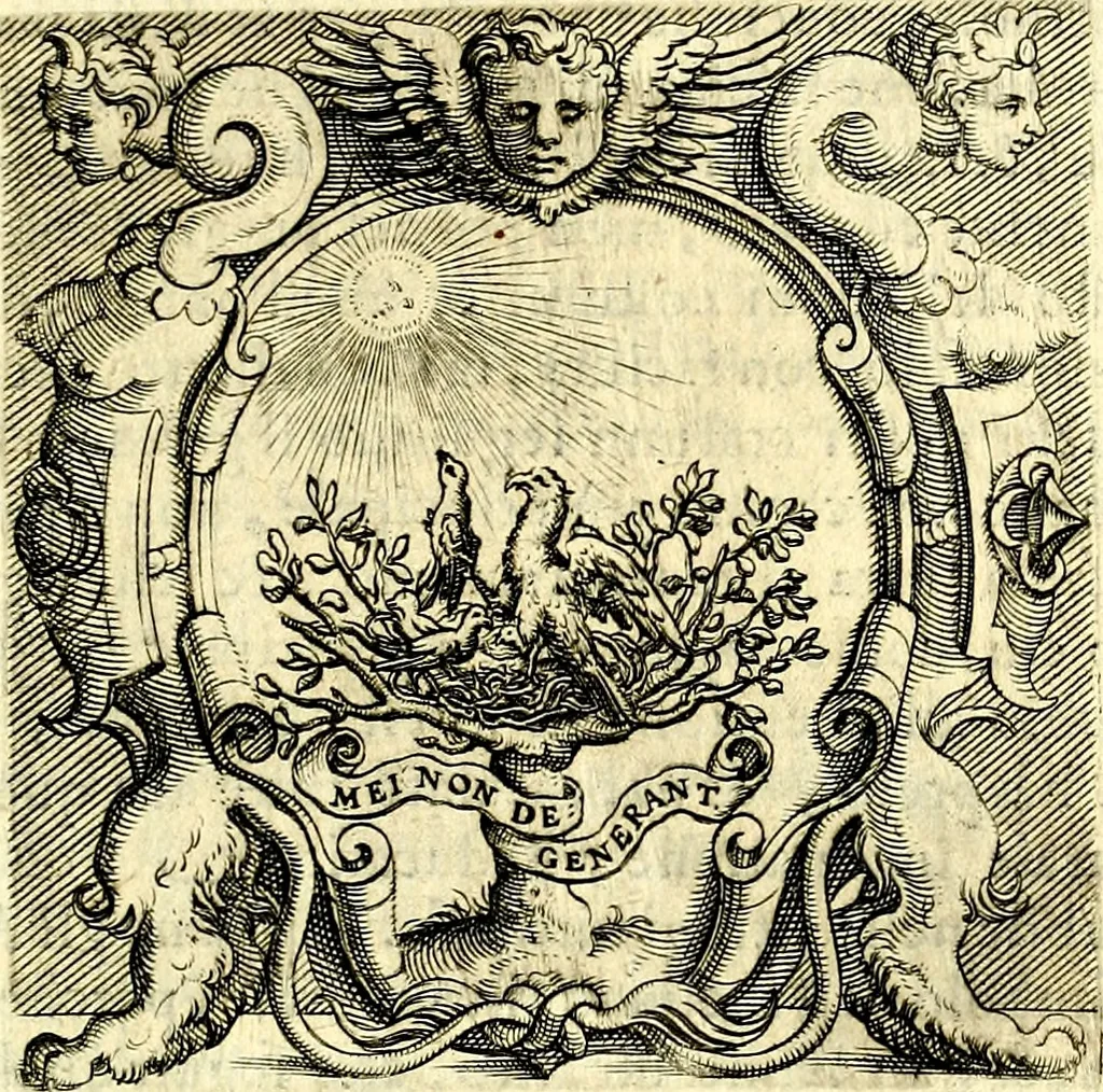 An illustration from Imprese illustri di diuersi, coi discorsi di Camillo Camilli, et con le figure intagliate in rame di Girolamo Porro Padouano .., 1586, leaf 86