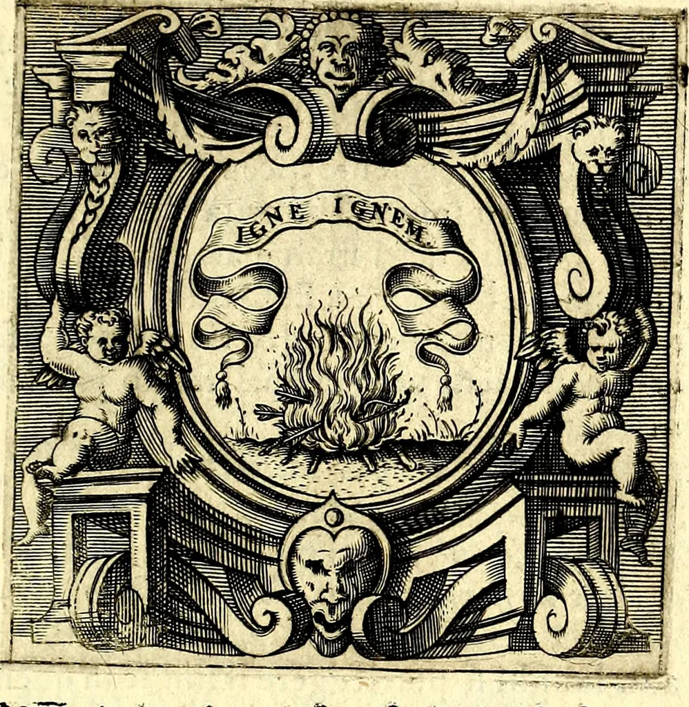 An illustration from Imprese illustri di diuersi, coi discorsi di Camillo Camilli, et con le figure intagliate in rame di Girolamo Porro Padouano .., 1586, leaf 98