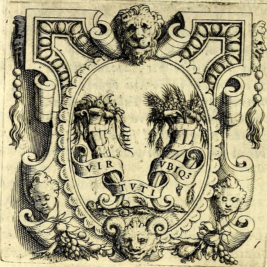 An illustration from Imprese illustri di diuersi, coi discorsi di Camillo Camilli, et con le figure intagliate in rame di Girolamo Porro Padouano .., 1586, leaf 105
