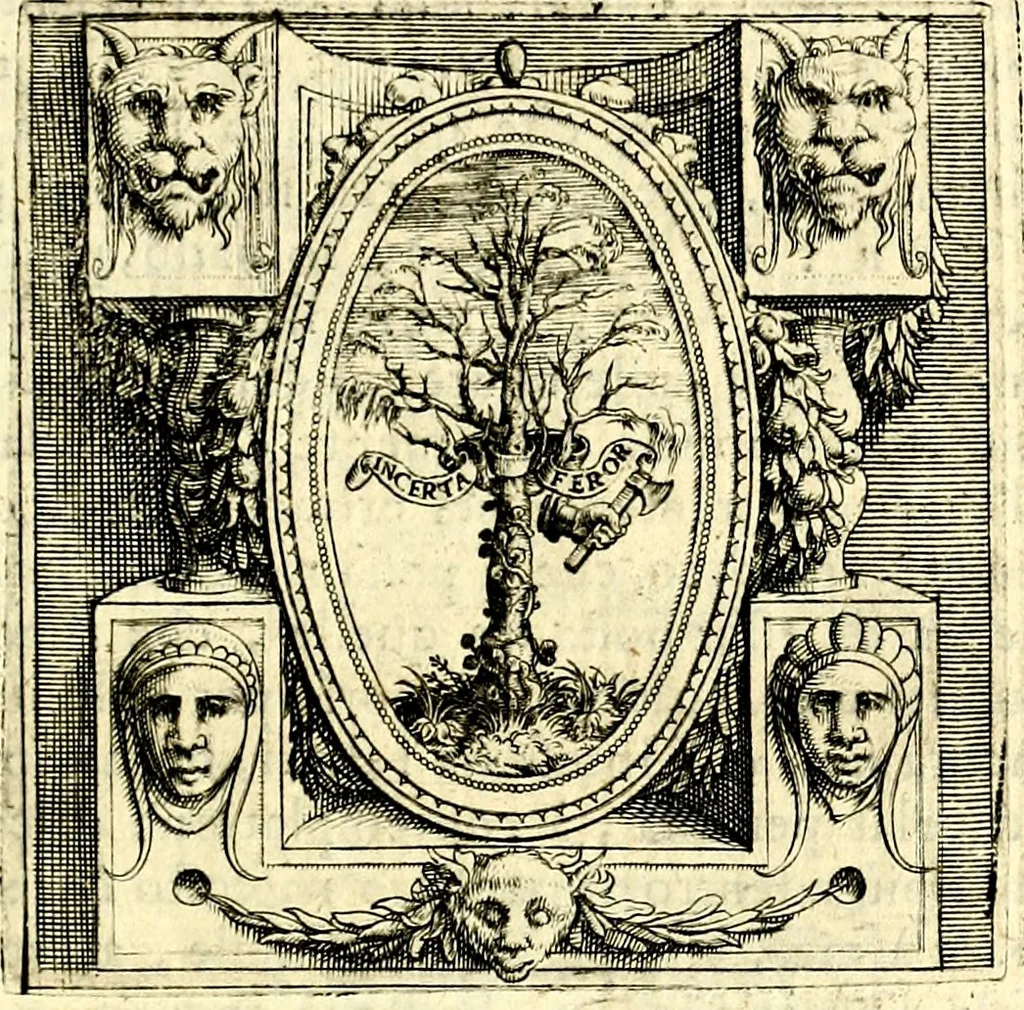 An illustration from Imprese illustri di diuersi, coi discorsi di Camillo Camilli, et con le figure intagliate in rame di Girolamo Porro Padouano .., 1586, leaf 120