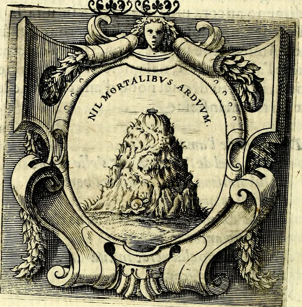An illustration from Imprese illustri di diuersi, coi discorsi di Camillo Camilli, et con le figure intagliate in rame di Girolamo Porro Padouano .., 1586, leaf 129