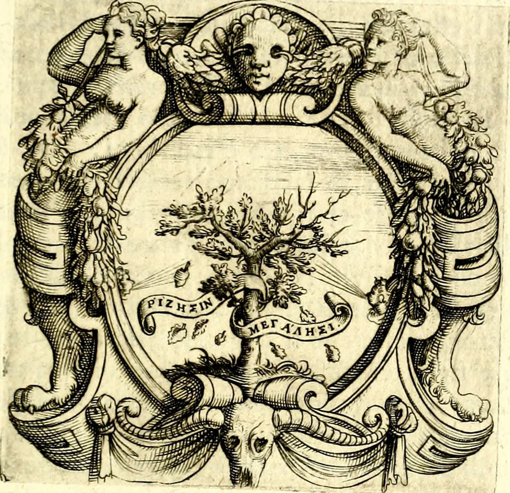 An illustration from Imprese illustri di diuersi, coi discorsi di Camillo Camilli, et con le figure intagliate in rame di Girolamo Porro Padouano .., 1586, leaf 150