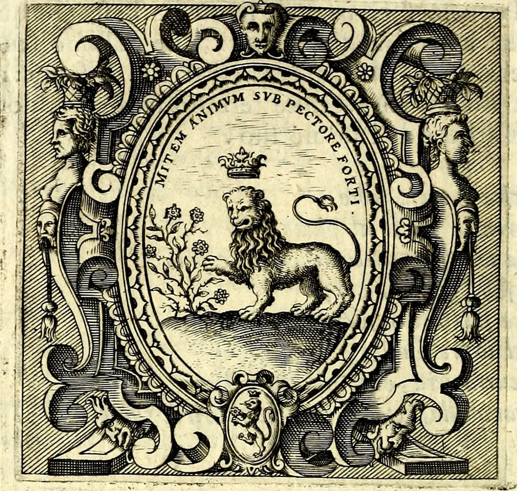 An illustration from Imprese illustri di diuersi, coi discorsi di Camillo Camilli, et con le figure intagliate in rame di Girolamo Porro Padouano .., 1586, leaf 153
