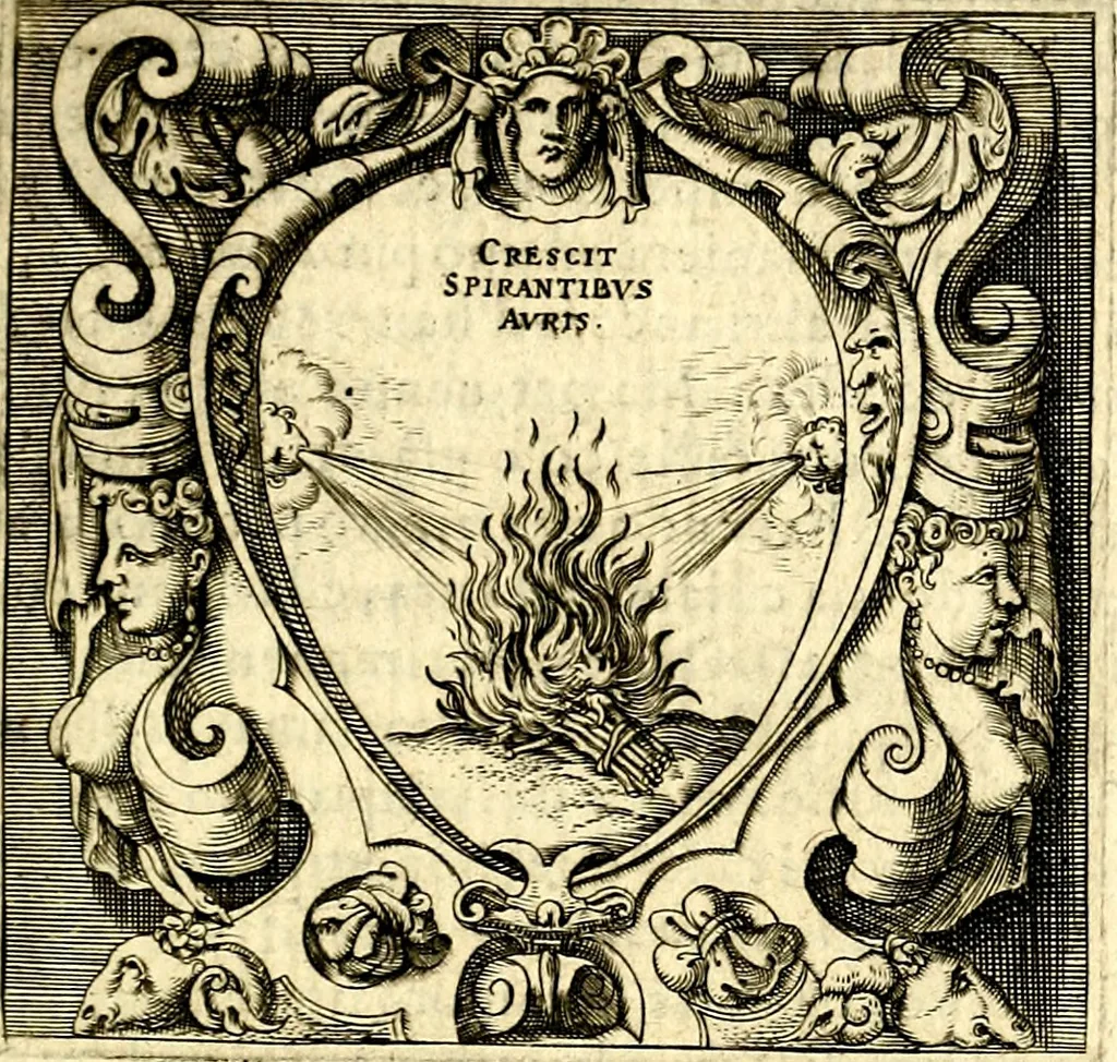 An illustration from Imprese illustri di diuersi, coi discorsi di Camillo Camilli, et con le figure intagliate in rame di Girolamo Porro Padouano .., 1586, leaf 18