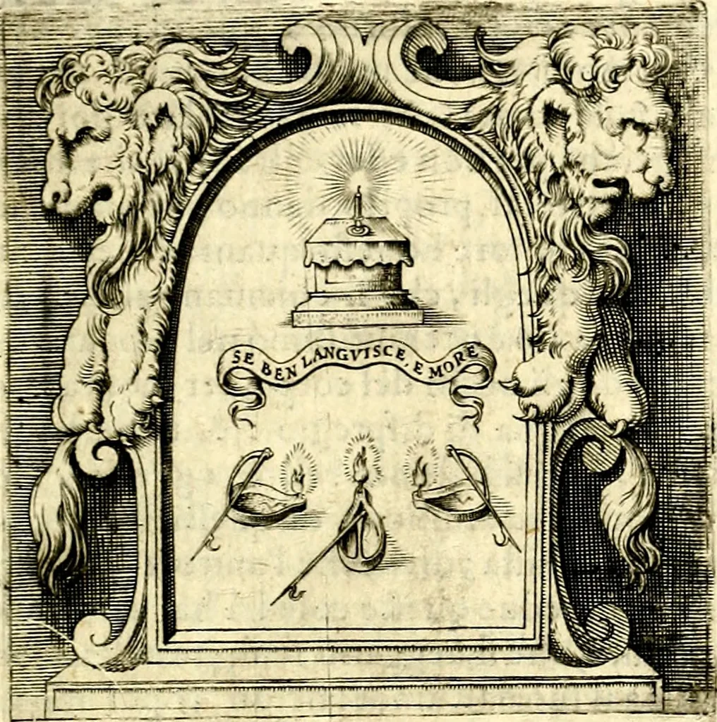 An illustration from Imprese illustri di diuersi, coi discorsi di Camillo Camilli, et con le figure intagliate in rame di Girolamo Porro Padouano .., 1586, leaf 188