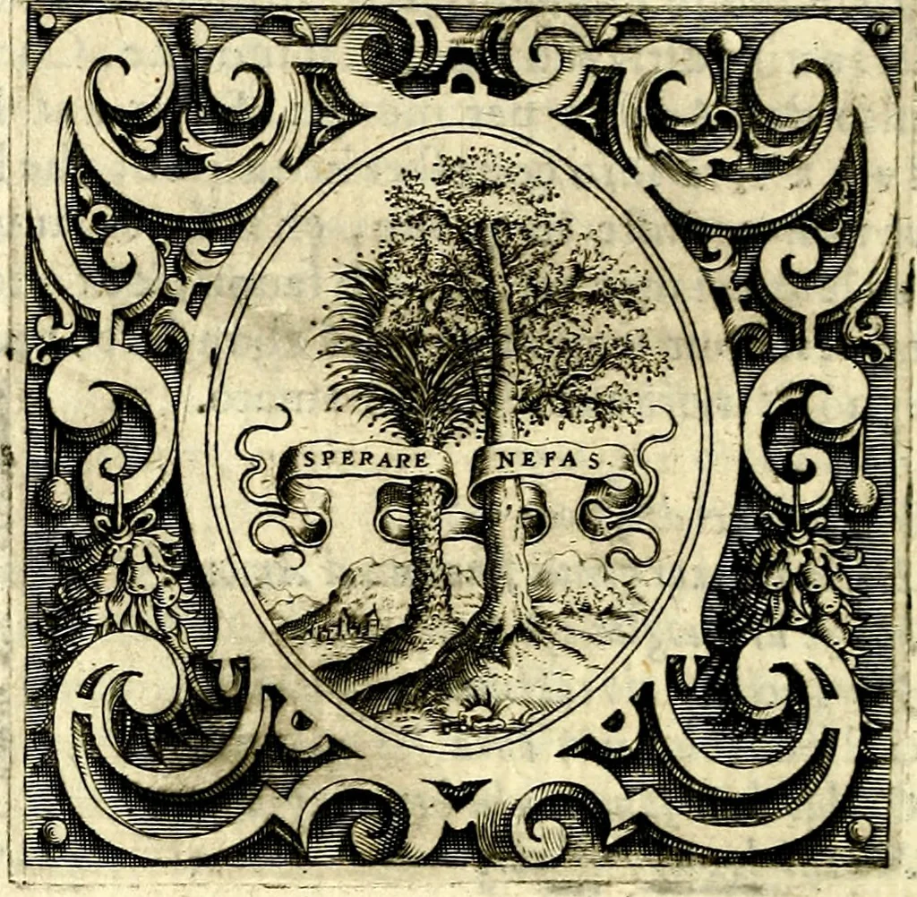 An illustration from Imprese illustri di diuersi, coi discorsi di Camillo Camilli, et con le figure intagliate in rame di Girolamo Porro Padouano .., 1586, leaf 191