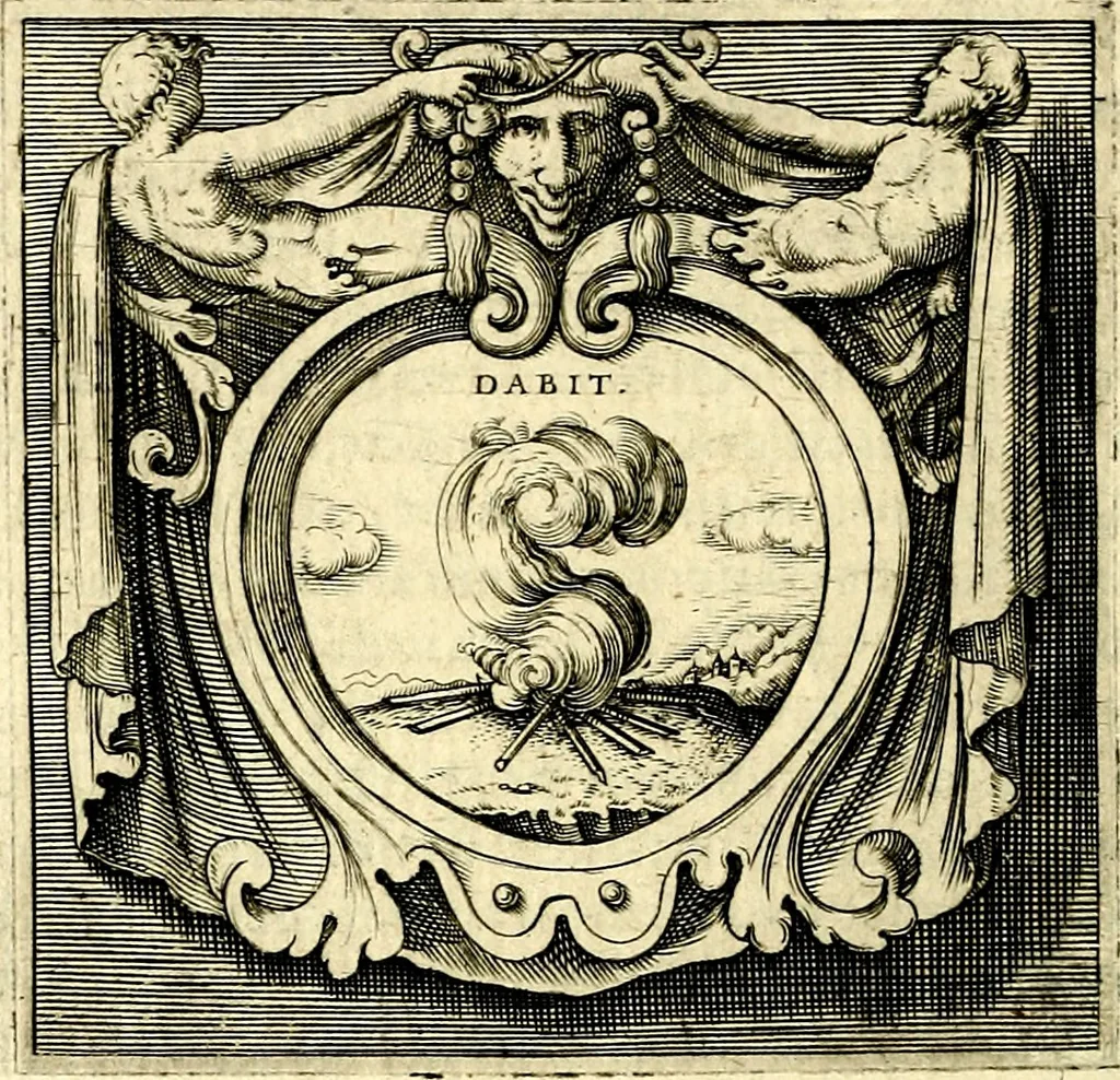 An illustration from Imprese illustri di diuersi, coi discorsi di Camillo Camilli, et con le figure intagliate in rame di Girolamo Porro Padouano .., 1586, leaf 237