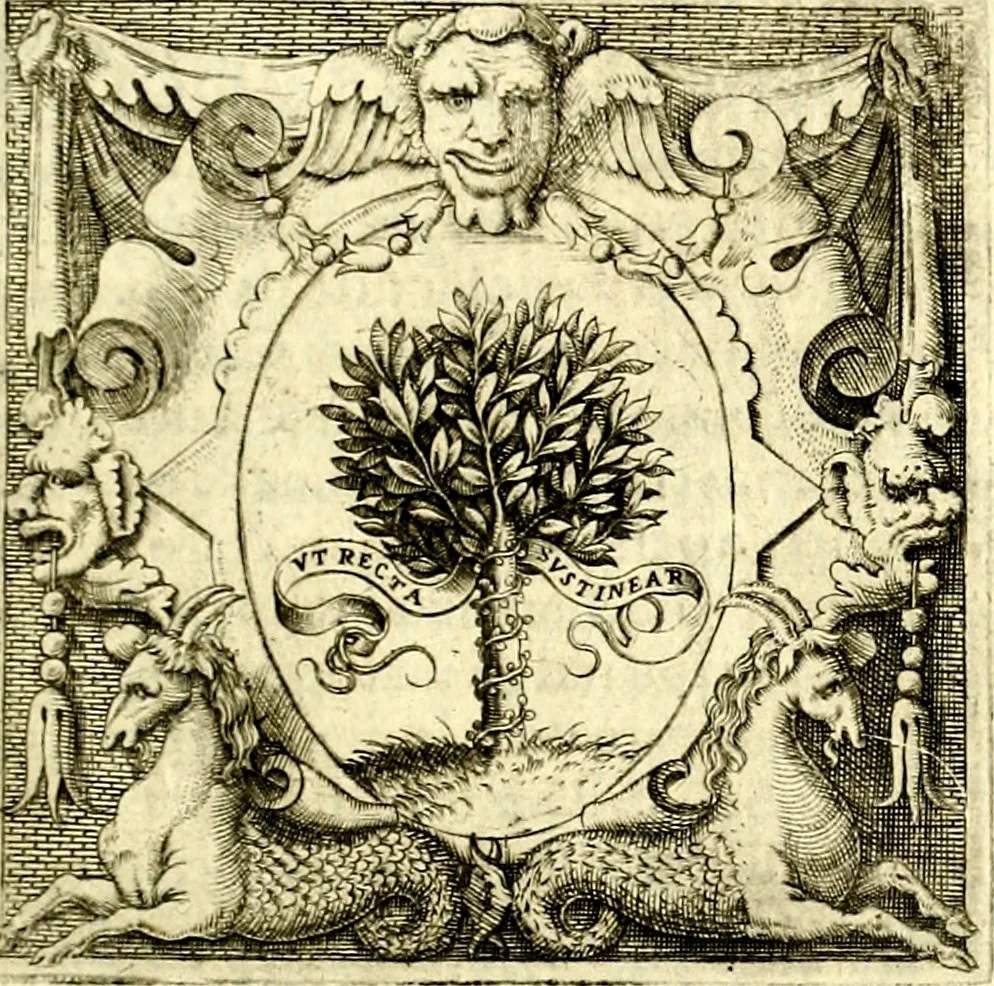 An illustration from Imprese illustri di diuersi, coi discorsi di Camillo Camilli, et con le figure intagliate in rame di Girolamo Porro Padouano .., 1586, leaf 264