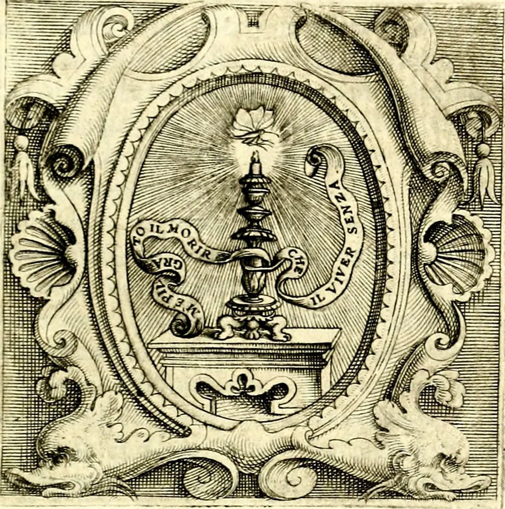 An illustration from Imprese illustri di diuersi, coi discorsi di Camillo Camilli, et con le figure intagliate in rame di Girolamo Porro Padouano .., 1586, leaf 316