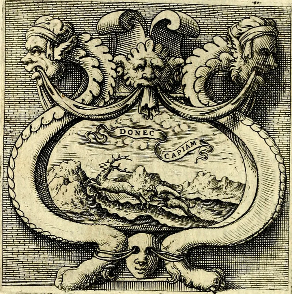 An illustration from Imprese illustri di diuersi, coi discorsi di Camillo Camilli, et con le figure intagliate in rame di Girolamo Porro Padouano .., 1586, leaf 39