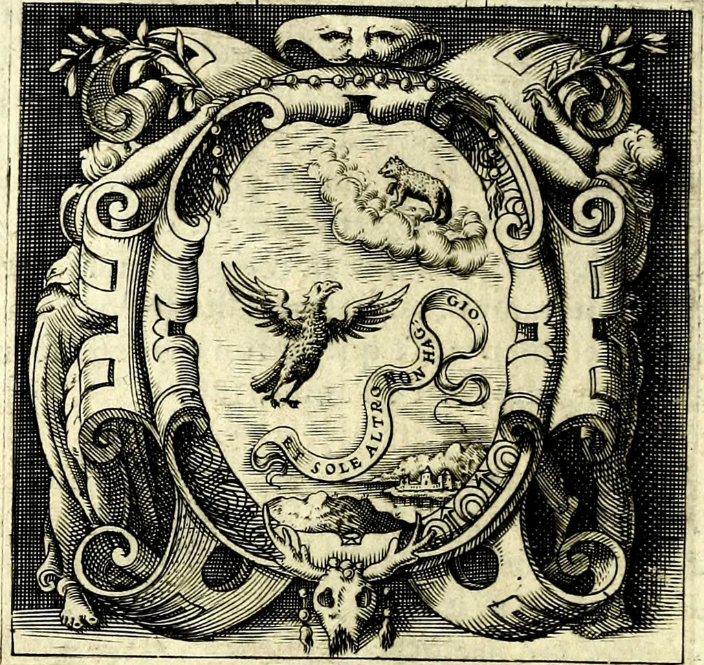 An illustration from Imprese illustri di diuersi, coi discorsi di Camillo Camilli, et con le figure intagliate in rame di Girolamo Porro Padouano .., 1586, leaf 51